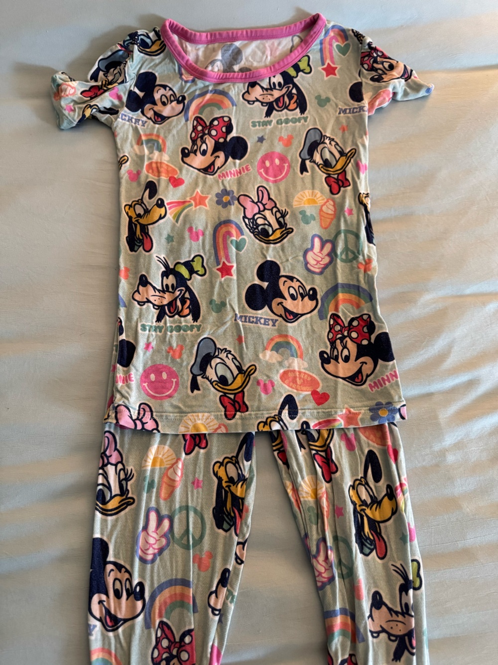 Disney Kids Mickey & Friends Pajama Set in Pink, Blue and Yellow